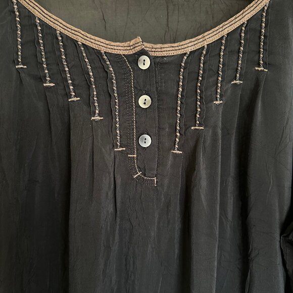 J. JILL Black Sheer Long Sleeve Peasant Top Size M - Picture 2 of 11